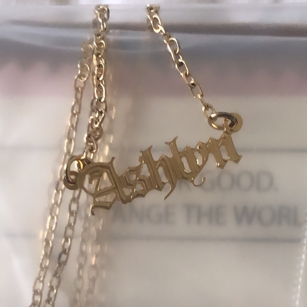 Personalized trendy old English font necklace